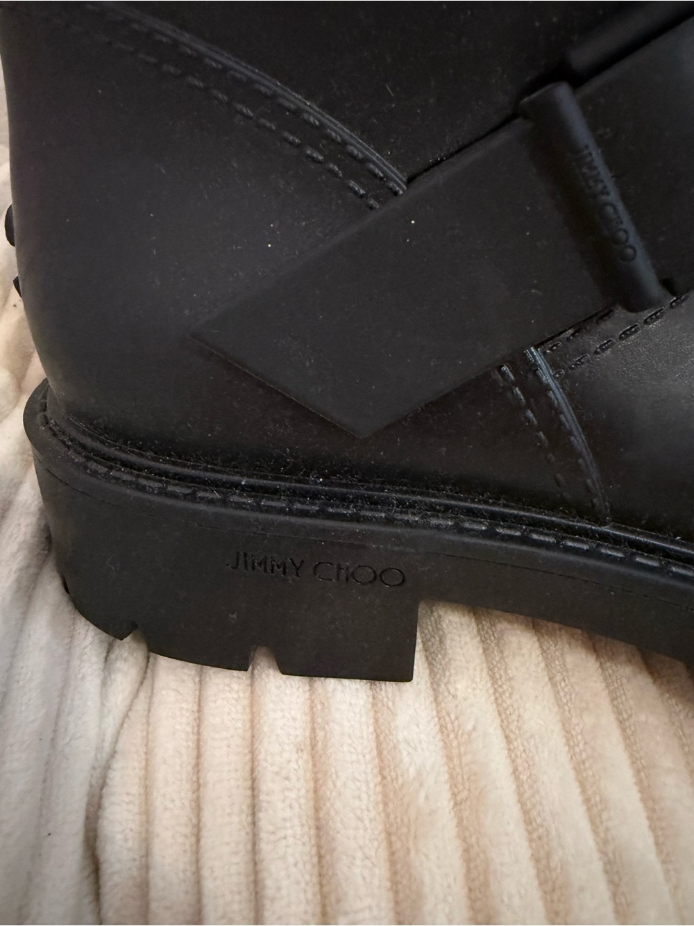 Jimmy Choo Black Yael Flat Rain Boots - Picture 8 of 10